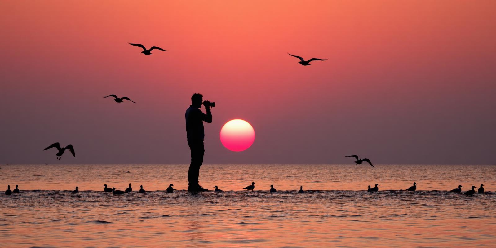 Photographer at sunset